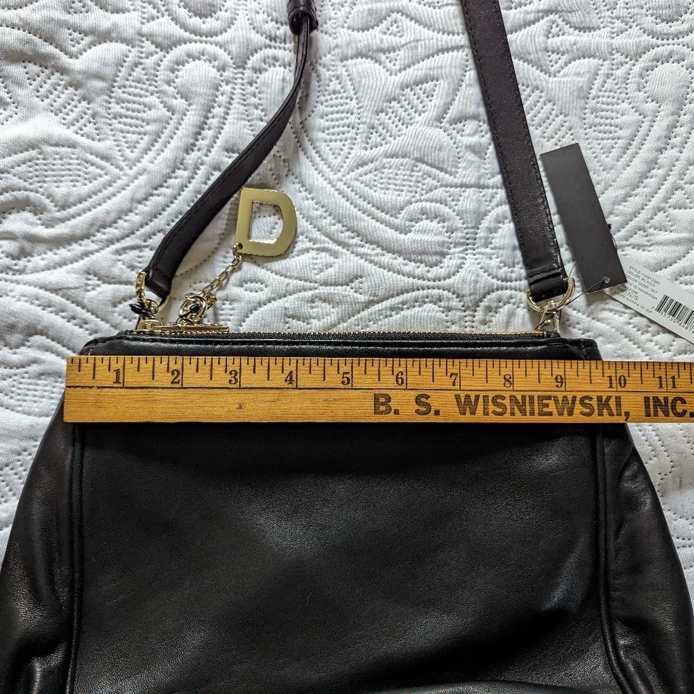 DKNY double zipper cross body purse/bag leather - Picture 8 of 16